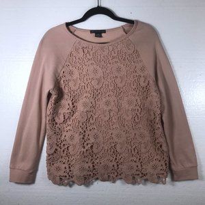 Adrianna Papell S Blush Pink Floral Lace Sweater
